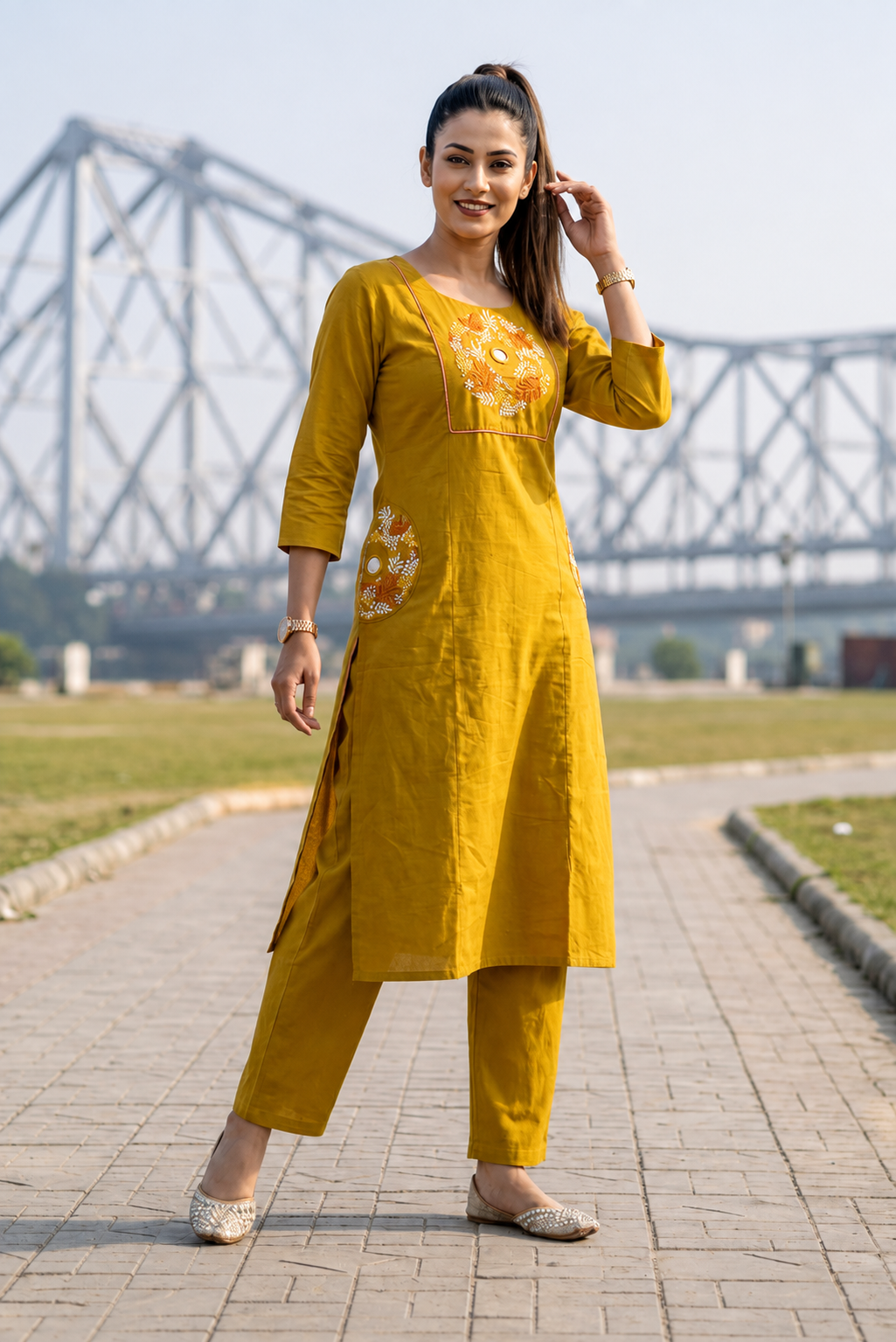 Floral Eclipse Cotton Kurti Set