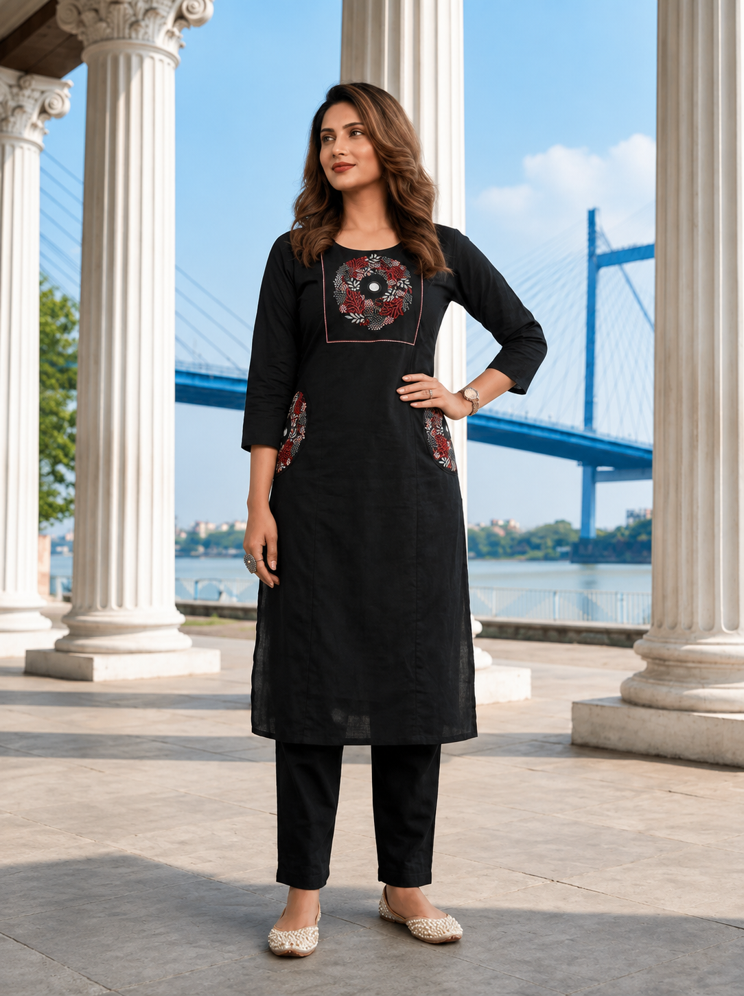 Floral Eclipse Cotton Kurti Set