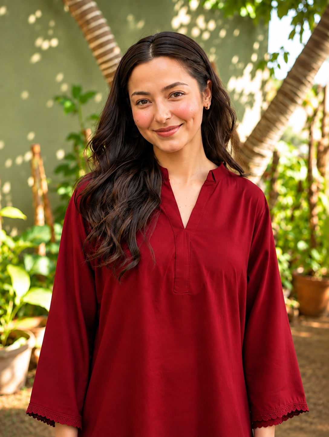 Meher Maroon Heart Cotton Slub Co-ord Set