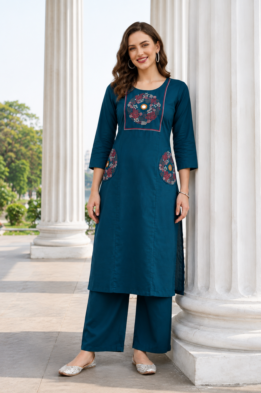 Floral Eclipse Cotton Kurti Set