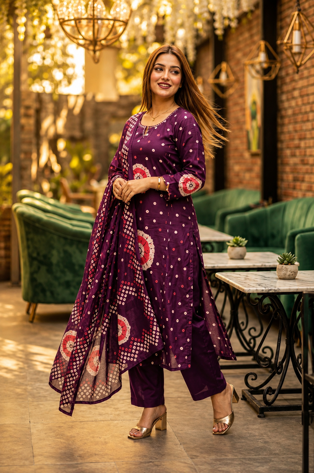 Fuschia Shine Cotton Kurti Set