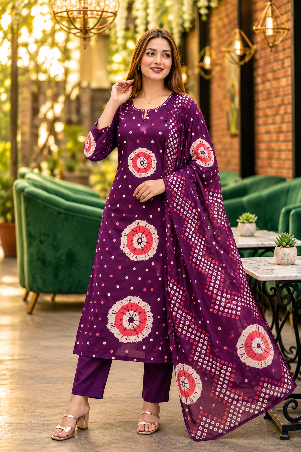 Fuschia Shine Cotton Kurti Set