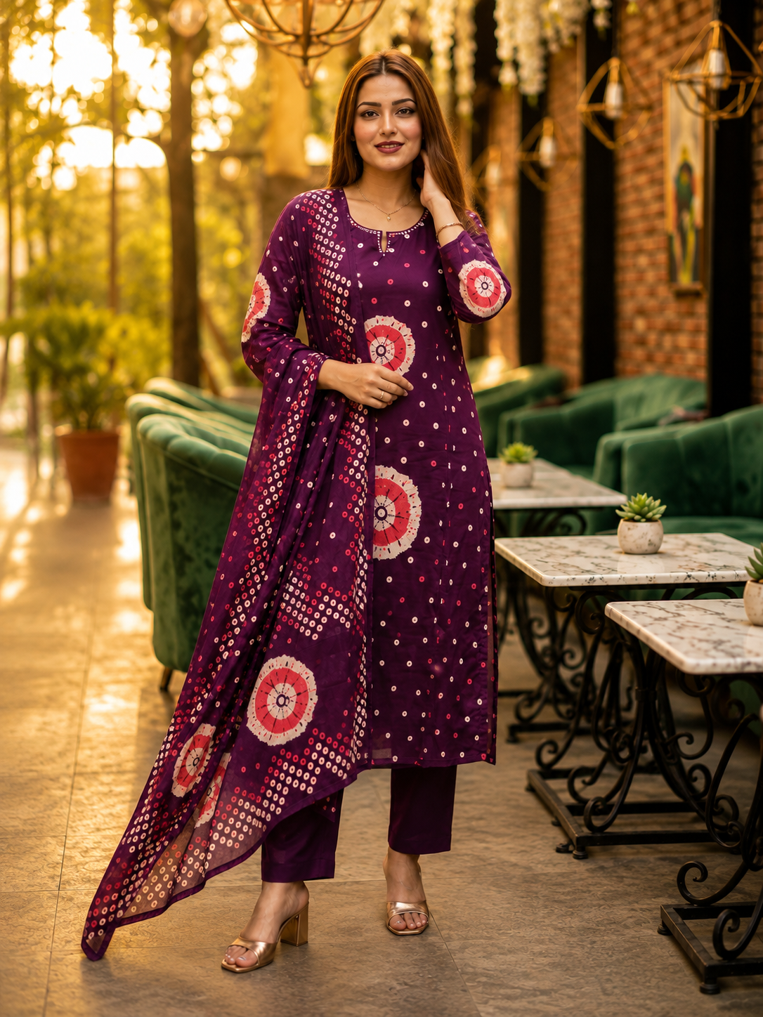 Fuschia Shine Cotton Kurti Set