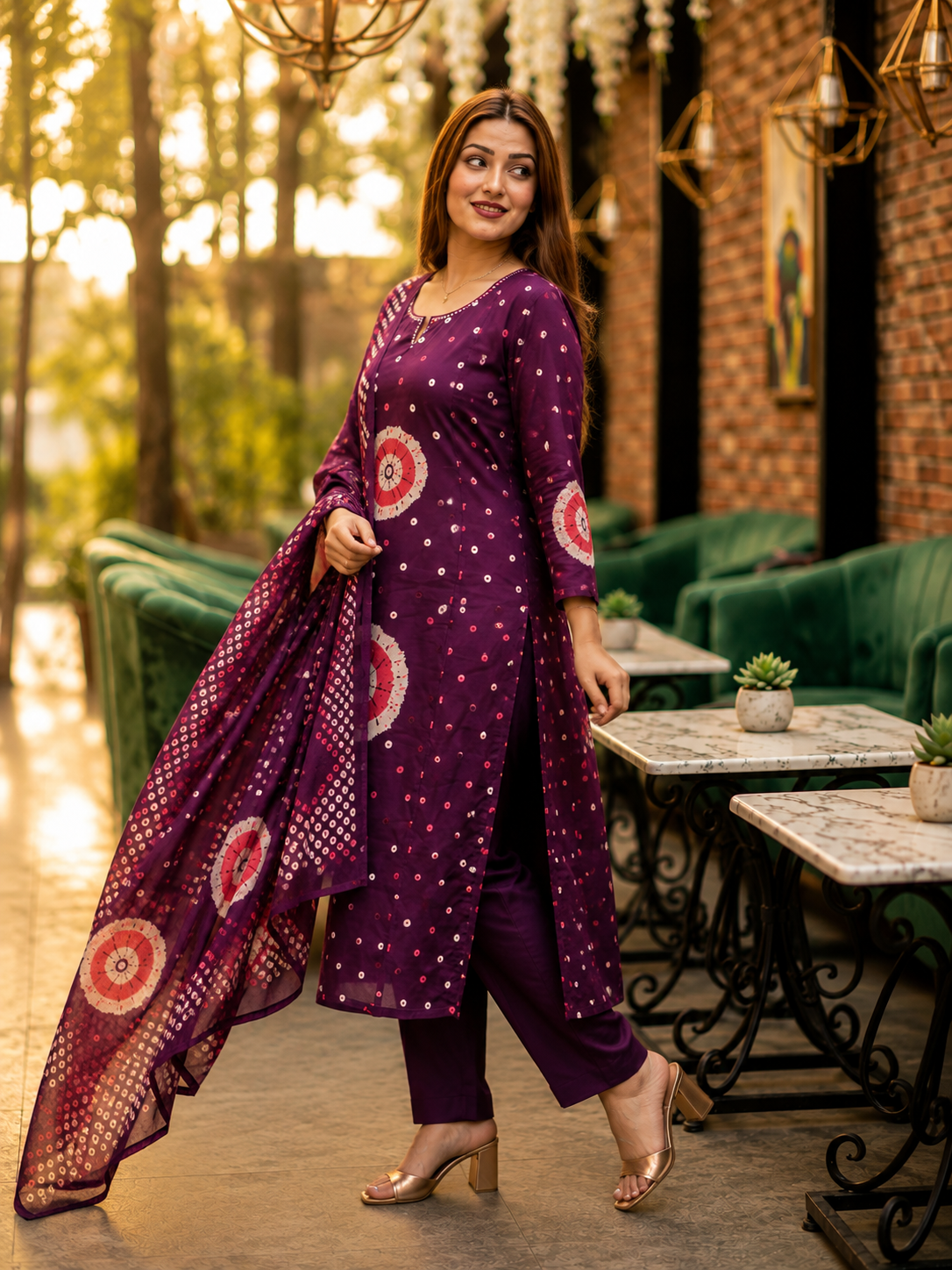 Fuschia Shine Cotton Kurti Set