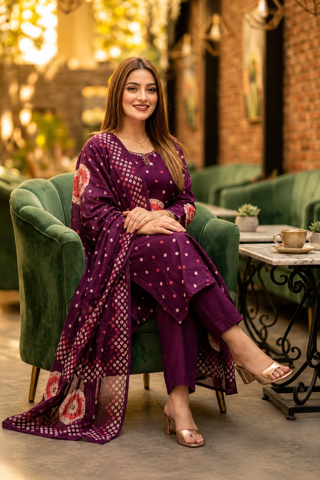Fuschia Shine Cotton Kurti Set