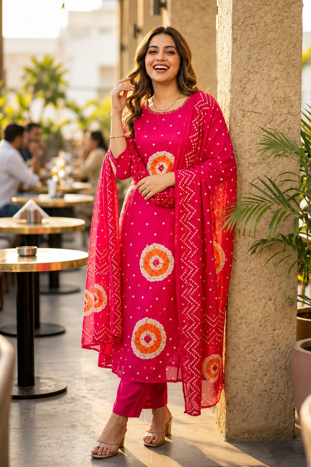 Fuschia Shine Cotton Kurti Set