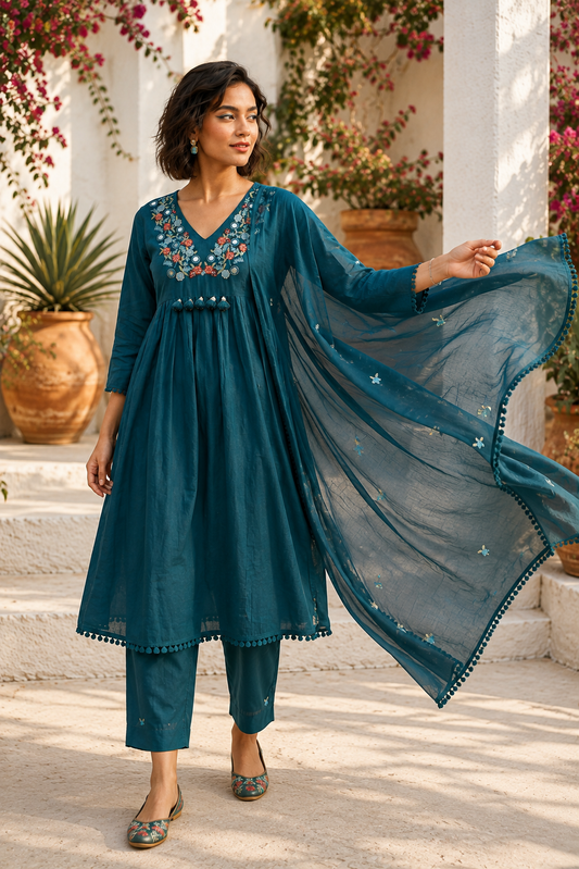Cheers To summer Designer Cotton Kurti Set
