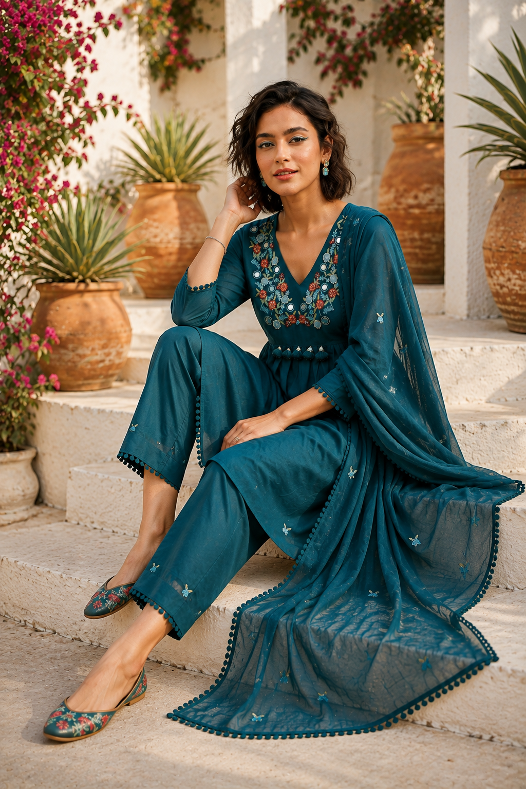 Cheers To summer Designer Cotton Kurti Set