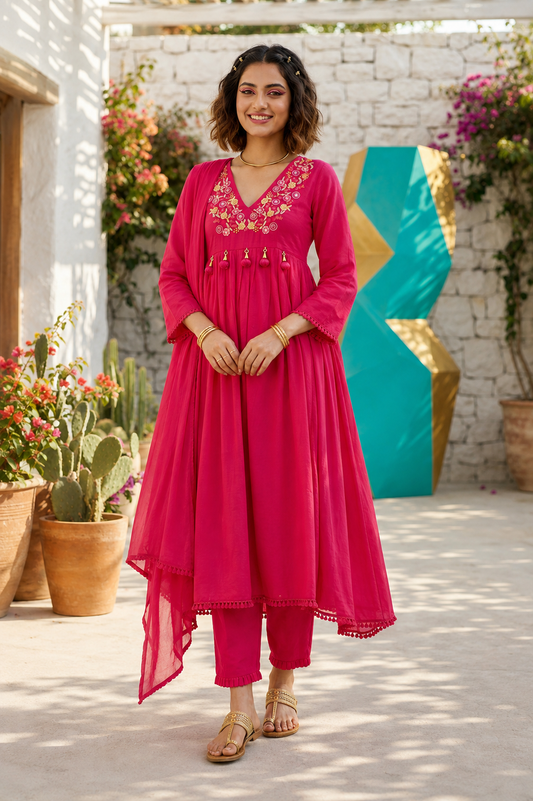 Cheers To summer Designer Cotton Kurti Set