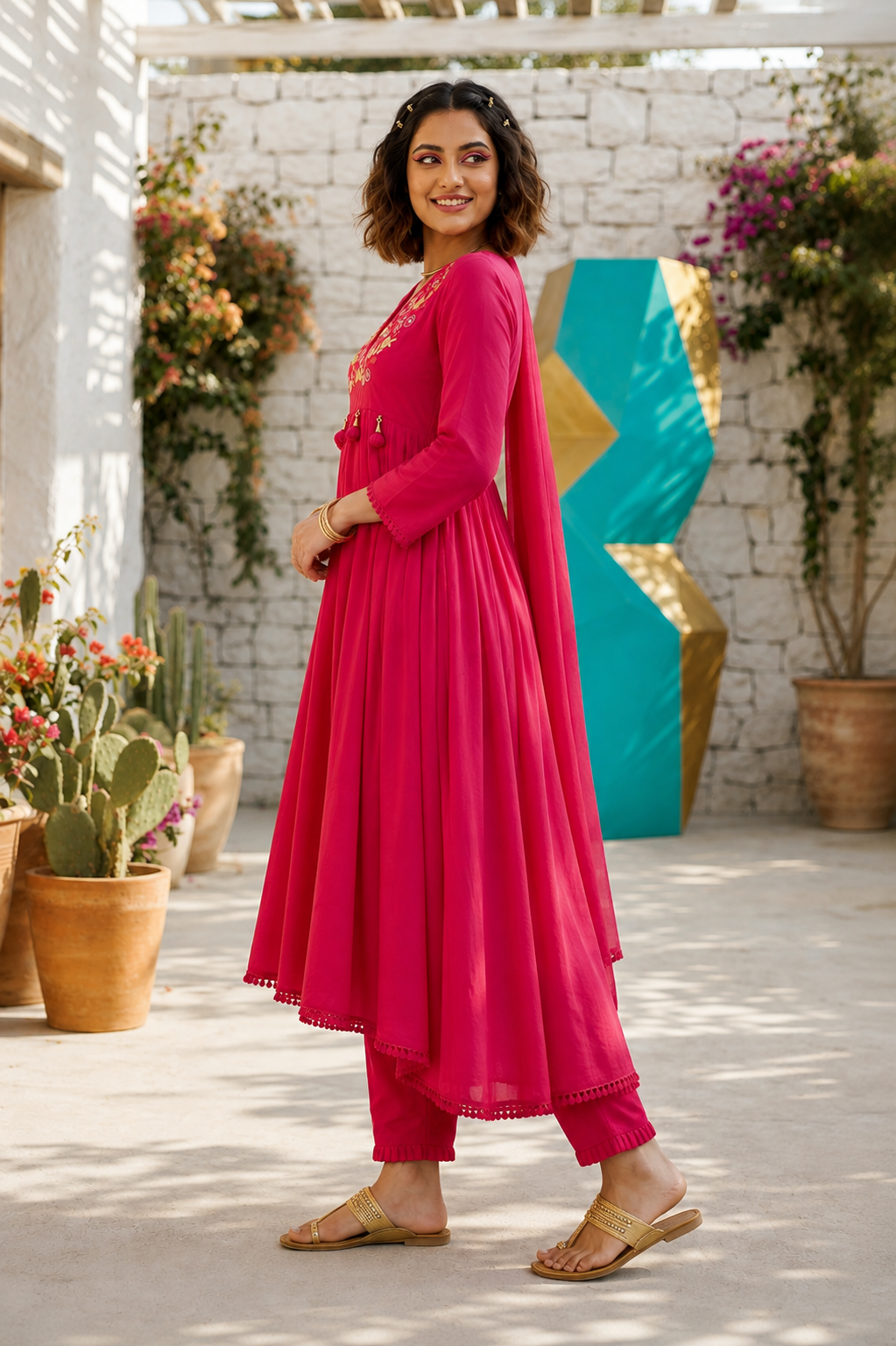 Cheers To summer Designer Cotton Kurti Set