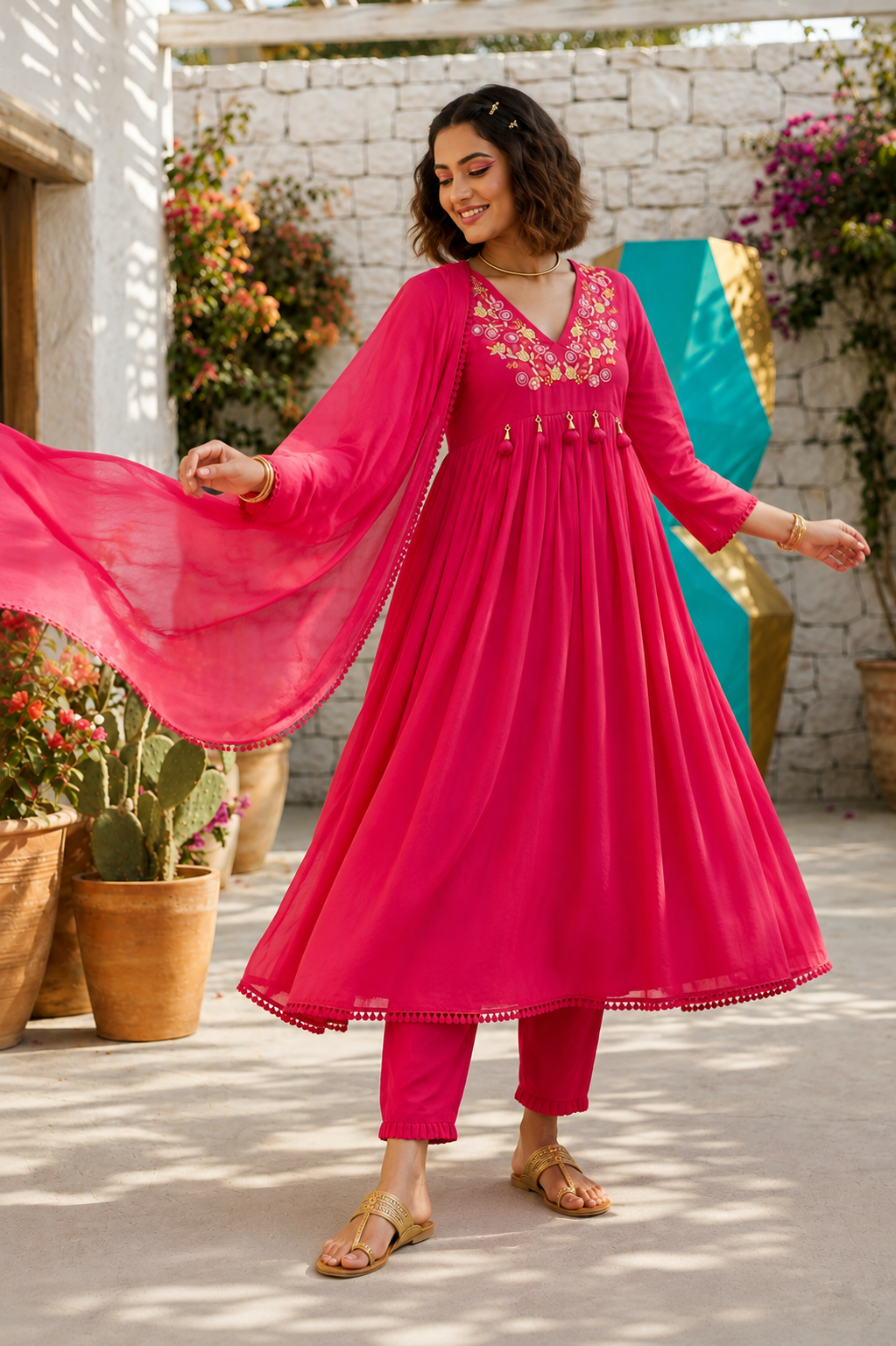 Cheers To summer Designer Cotton Kurti Set