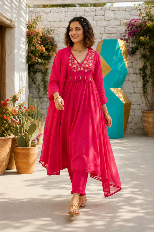 Cheers To summer Designer Cotton Kurti Set