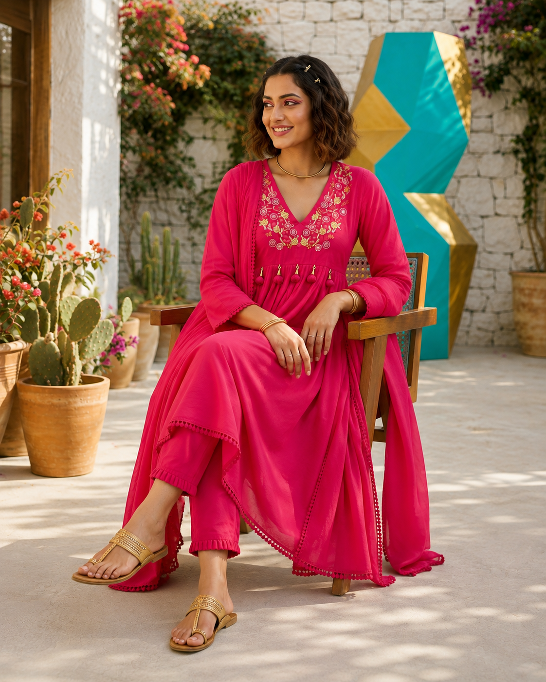 Cheers To summer Designer Cotton Kurti Set