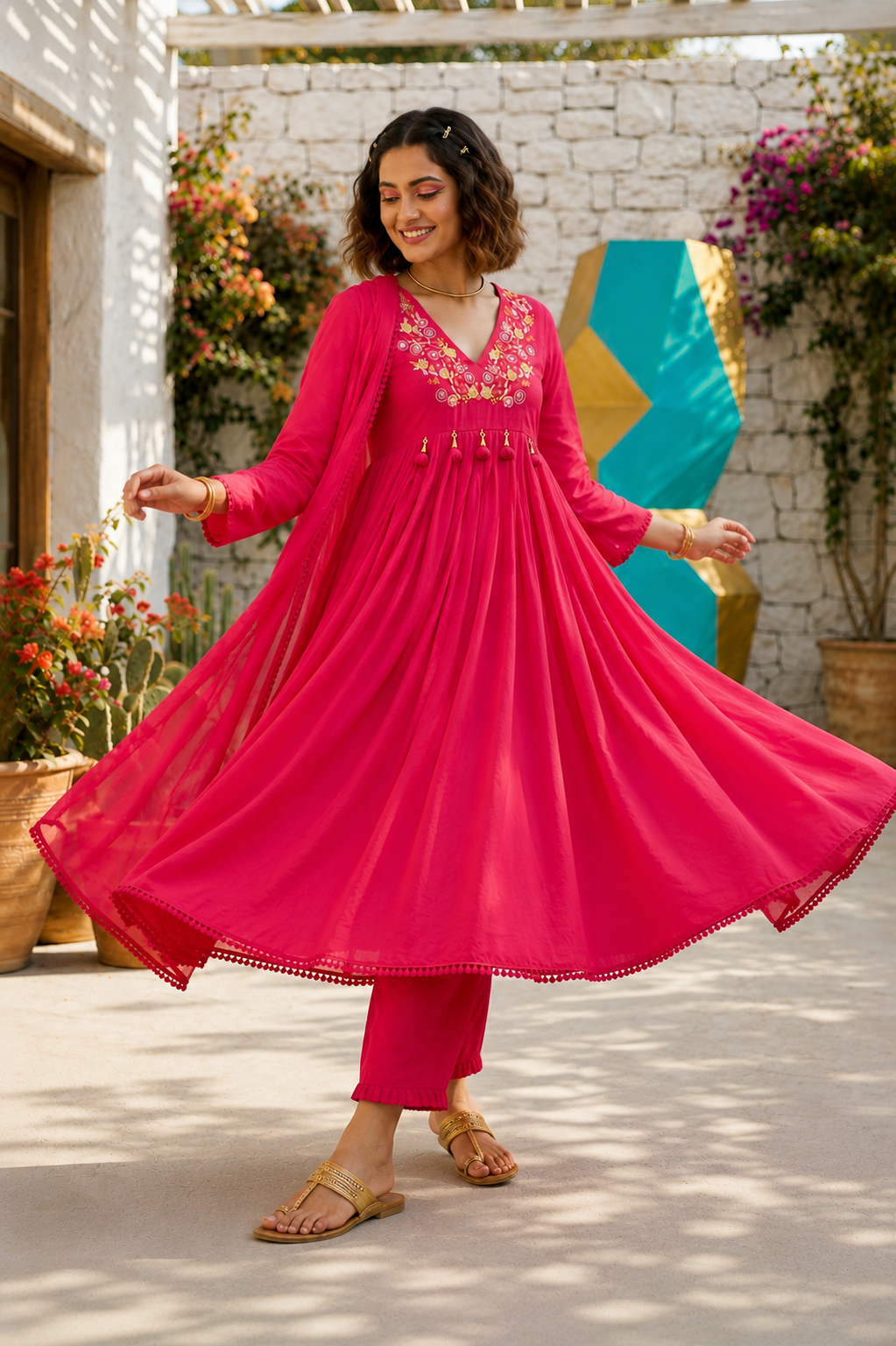 Cheers To summer Designer Cotton Kurti Set