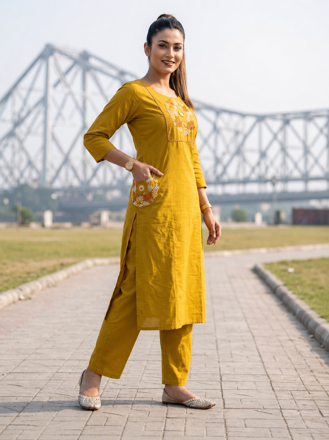 Floral Eclipse Cotton Kurti Set