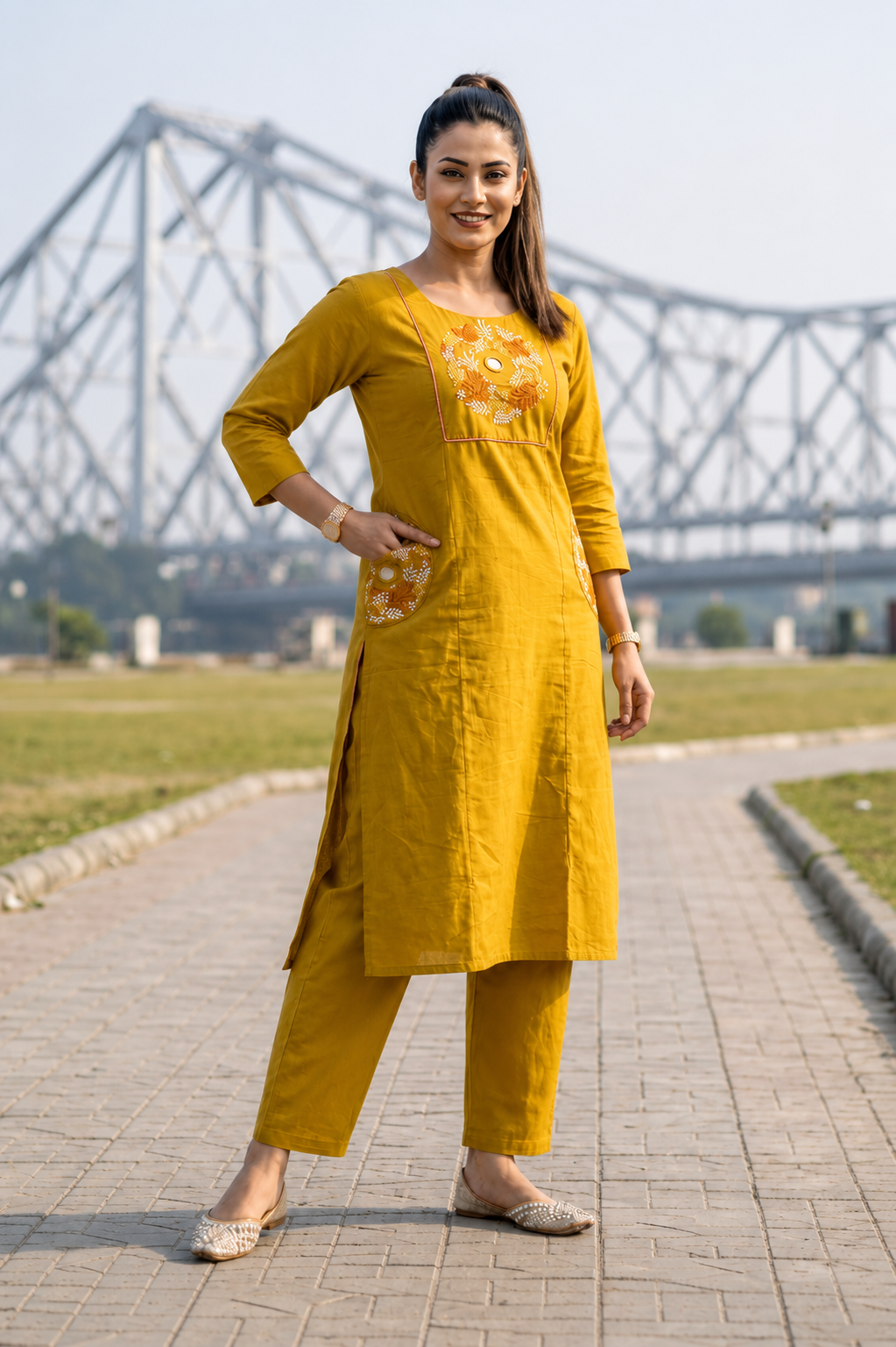 Floral Eclipse Cotton Kurti Set