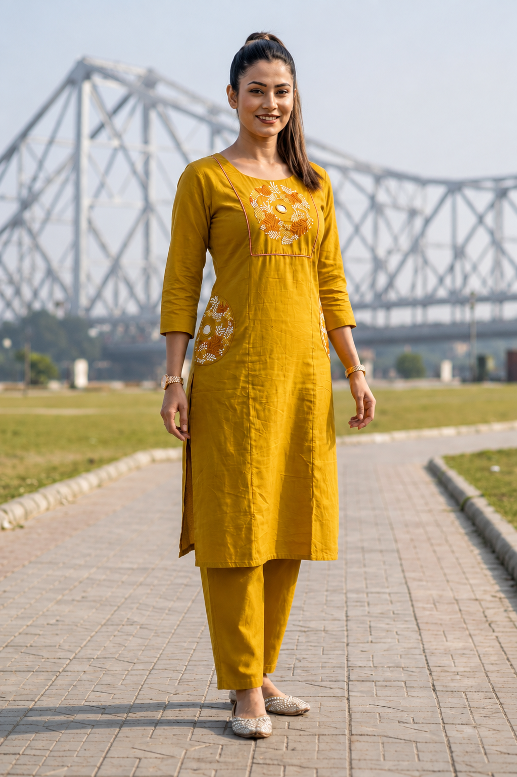 Floral Eclipse Cotton Kurti Set