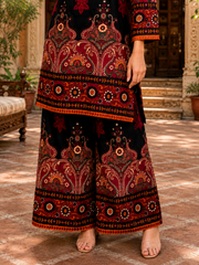 Royal Maroon Printed Kurta Palazzo Set