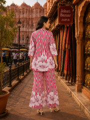Pink Floral Co-Ord Set for Women | Premium Printed Top & Palazzo Set