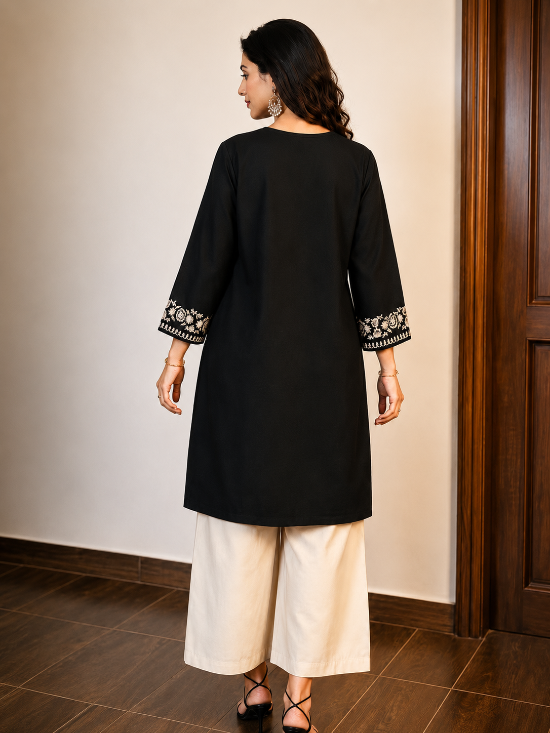 Black-Embroidered-Kurta-with-Straight-Pants