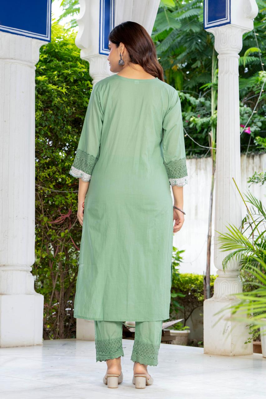 Meher Mint Green Embroidered 3-Piece Kurta Set